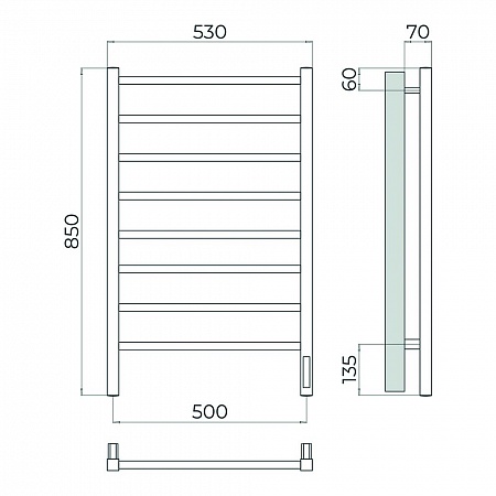 Ватикан П8 500х850 Электро Полотенцесушитель TERMINUS Сатин Северск - фото 4