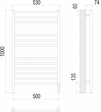 Ватикан П12 500х1000 электро Полотенцесушитель TERMINUS) крашеные Северск - фото 3