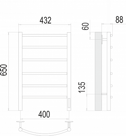 Классик П6 400х650 Электро Полотенцесушитель  TERMINUS Северск - фото 3