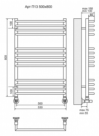 Арт П13 500х800 Полотенцесушитель  TERMINUS  Северск - фото 3