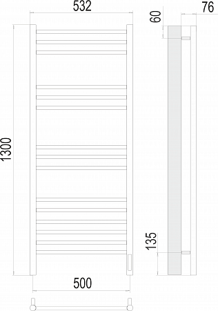 Аврора П15 500х1300 электро Полотенцесушитель TERMINUS Северск - фото 3