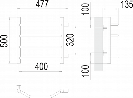 Виктория П4 400х500 бп320 Полотенцесушитель  TERMINUS Северск - фото 3
