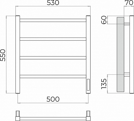 Ватикан П4 500х550 Электро Полотенцесушитель TERMINUS Северск - фото 3
