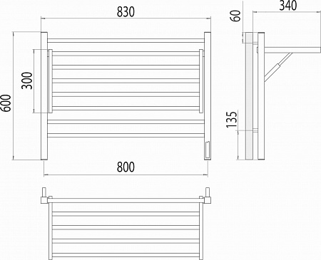Горизонт П8 800х600 электро Полотенцесушитель TERMINUS Северск - фото 5
