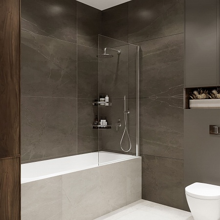 Шторка на ванну распашная Terminus Ното 02 1500х700 проф.хром Северск - фото 1