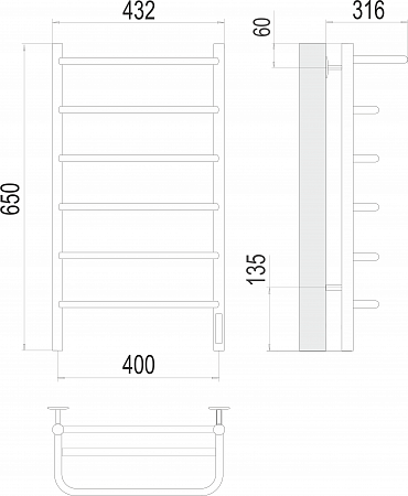 Полка П6 400х650 Электро Полотенцесушитель  TERMINUS Северск - фото 3