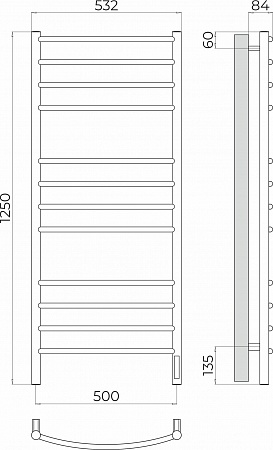 Классик П12 500х1250 Электро Полотенцесушитель TERMINUS Северск - фото 3