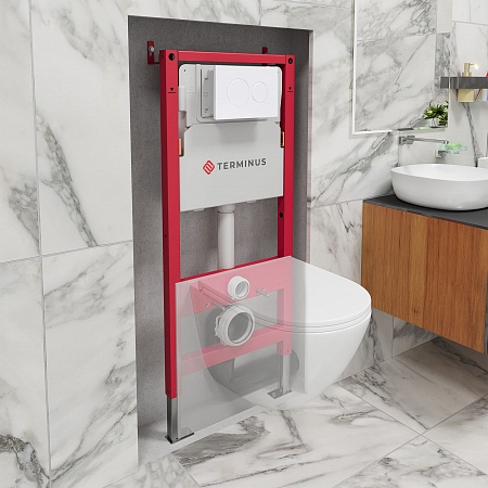 Пневматическая система инсталляции для подвесного унитаза 500х1125 (4 в 1 с клавишей смыва) Terminus Северск - фото 1