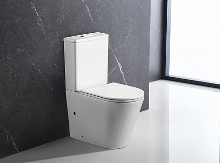 Напольный унитаз-компакт безободковый Terminus Аврора 625х390 белый Северск - фото 1