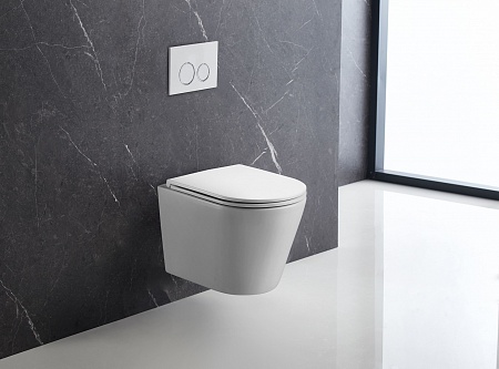 Подвесной унитаз безободковый Terminus Классик 540х365 белый Северск - фото 1