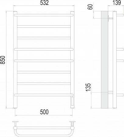 Евромикс П8 500х850 Электро Полотенцесушитель TERMINUS Северск - фото 3