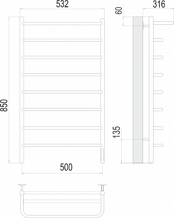 Полка П8 500х850 Электро Полотенцесушитель  TERMINUS Северск - фото 3