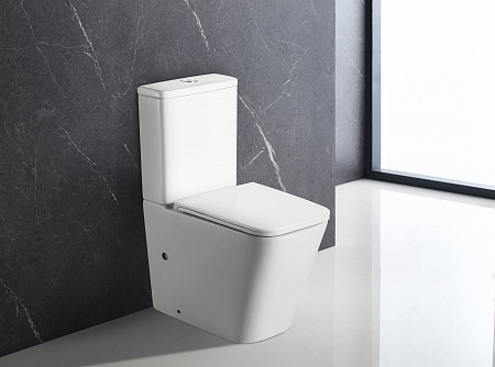 Напольный унитаз-компакт безободковый Terminus Ватикан 610х365 белый Северск - фото 1