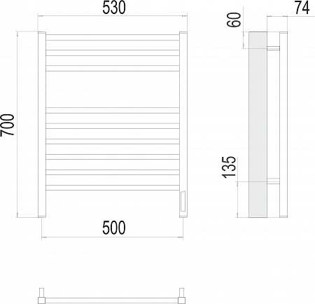 Ватикан П9 500х700 электро Полотенцесушитель TERMINUS) Северск - фото 3
