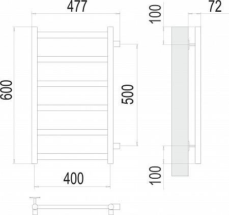Аврора П6 400х600 бп500 Полотенцесушитель  TERMINUS Северск - фото 3