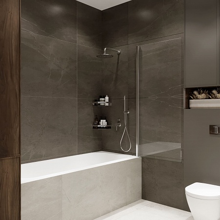 Шторка на ванну распашная Terminus Ното 02 1500х700 проф.хром Северск - фото 2