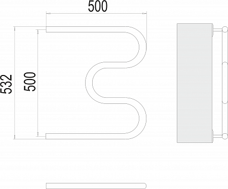 М-обр AISI 32х2 500х500 Полотенцесушитель  TERMINUS Северск - фото 3