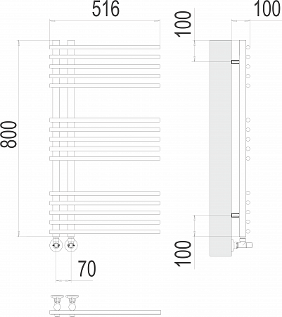 Астра П15 70х800 Полотенцесушитель  TERMINUS Северск - фото 3