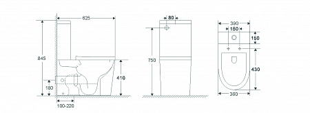 Напольный унитаз-компакт безободковый Terminus Аврора 625х390 белый Северск - фото 2