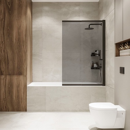 Шторка на ванну слайдер Terminus Ното 01 1500х900 проф.черный, тонированная Северск - фото 4