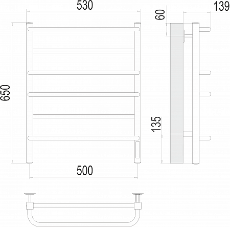 Евромикс квадро П6 500х650 Электро Полотенцесушитель  TERMINUS Северск - фото 3