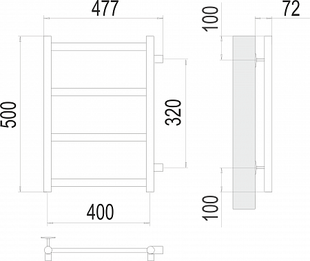 Аврора П4 400х500 бп320 Полотенцесушитель  TERMINUS Северск - фото 3