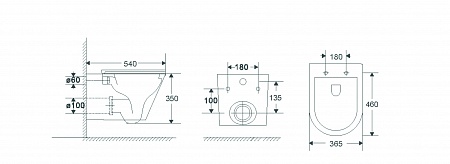 Подвесной унитаз безободковый Terminus Классик 540х365 белый Северск - фото 4
