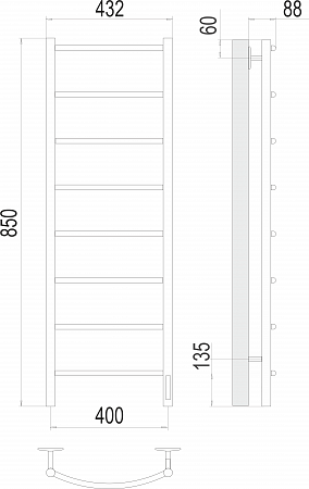 Классик П8 400х850 Электро Полотенцесушитель  TERMINUS Северск - фото 3