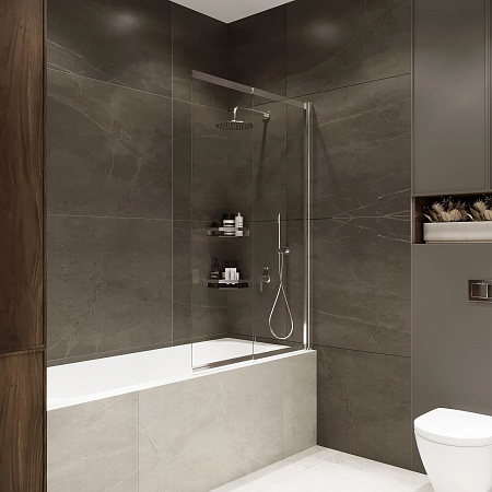 Шторка на ванну слайдер Terminus Ното 01 1500х900 проф.хром Северск - фото 1