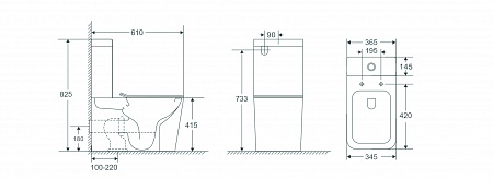 Напольный унитаз-компакт безободковый Terminus Ватикан 610х365 белый Северск - фото 2