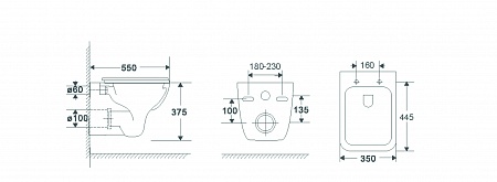 Подвесной унитаз Terminus Ното 550х350 белый Северск - фото 4