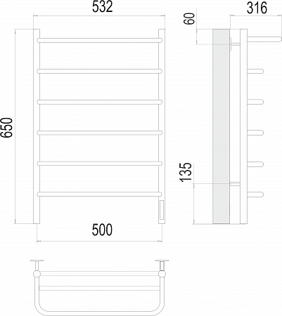 Полка П6 500х650 Электро Полотенцесушитель  TERMINUS Северск - фото 3